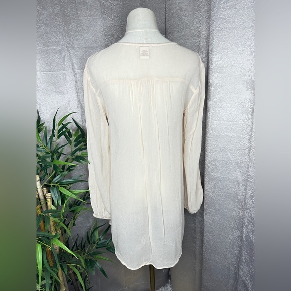 Sundance Women’s Boho Crochet Sheer Long Sleeve Blouse in Ivory Sz S - Picture 7 of 12